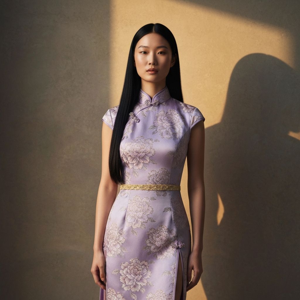 Lavender Brocade Cheongsam