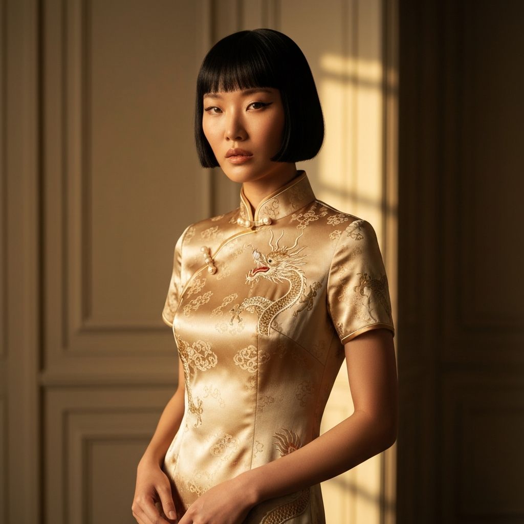 Champagne Gold Silk Cheongsam